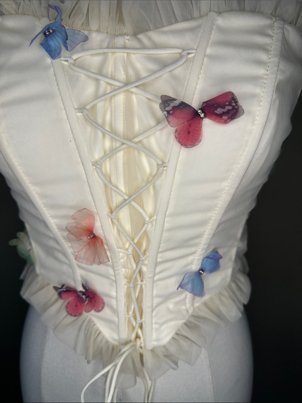 Fashion Nova Ivory Butterfly Lace-Up Corset Top - Picture 5 of 7